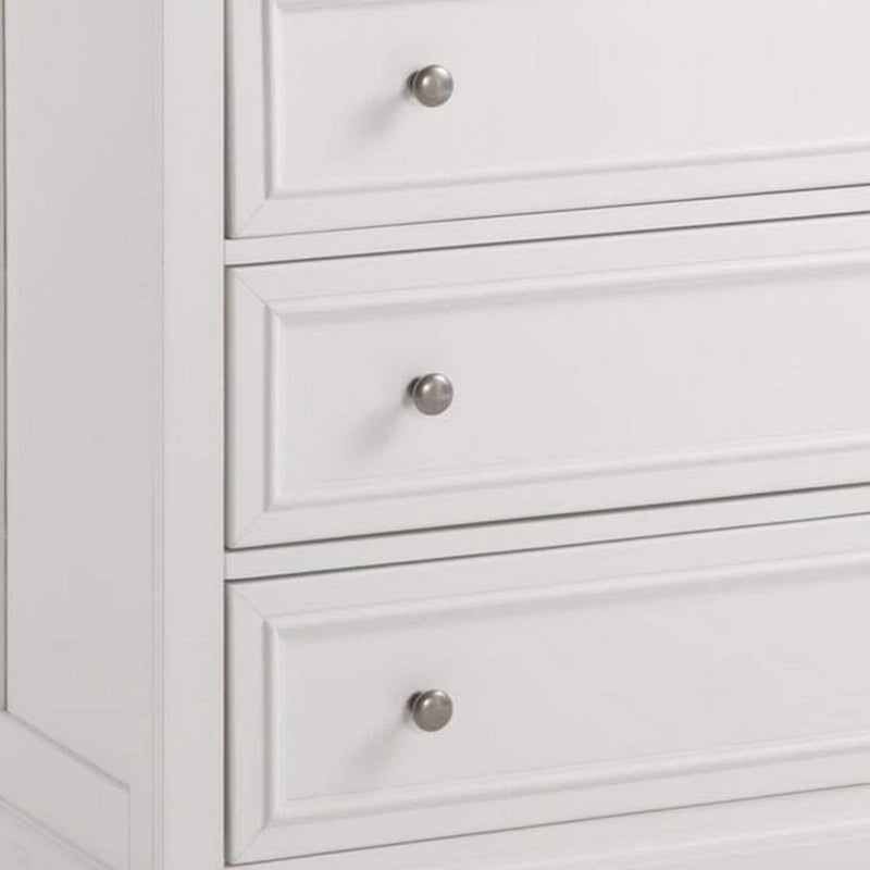 Classic Off-White Four-Drawer Wood Bedroom Storage Chest with Nickel Knobs