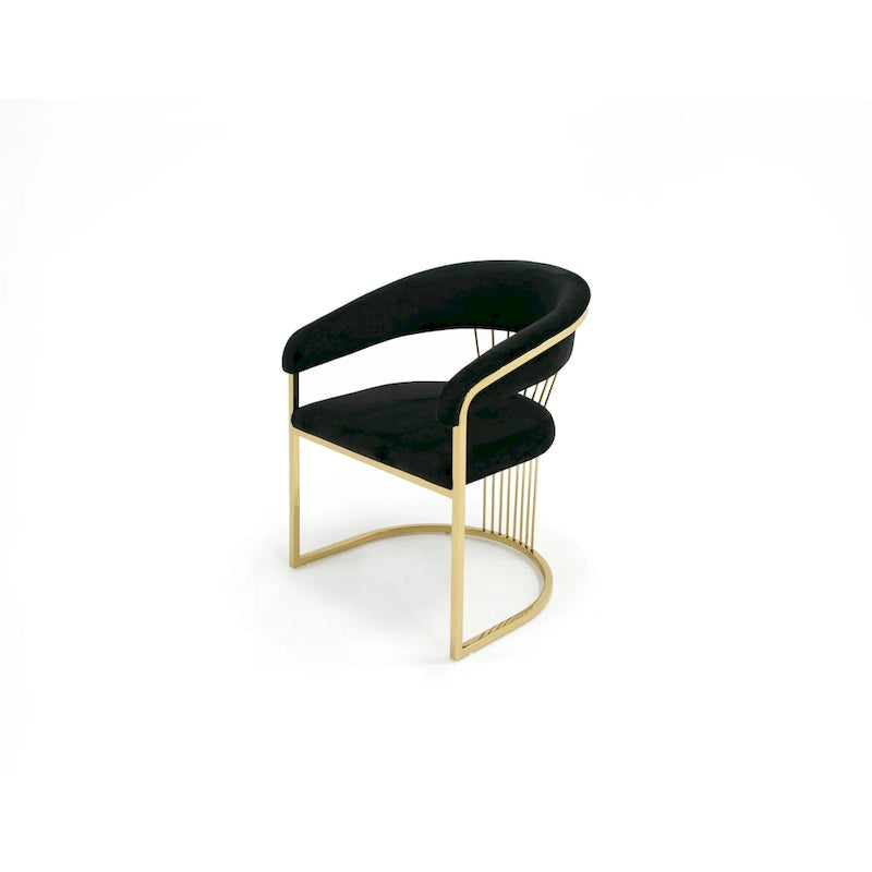 Modrest Linda Modern Black Velvet and Gold Dining Chair