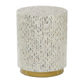 Modern Round Mother of Pearl Accent Table with Gold Base