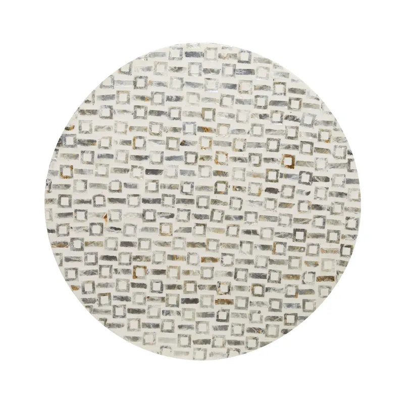 Modern Round Mother of Pearl Accent Table with Gold Base