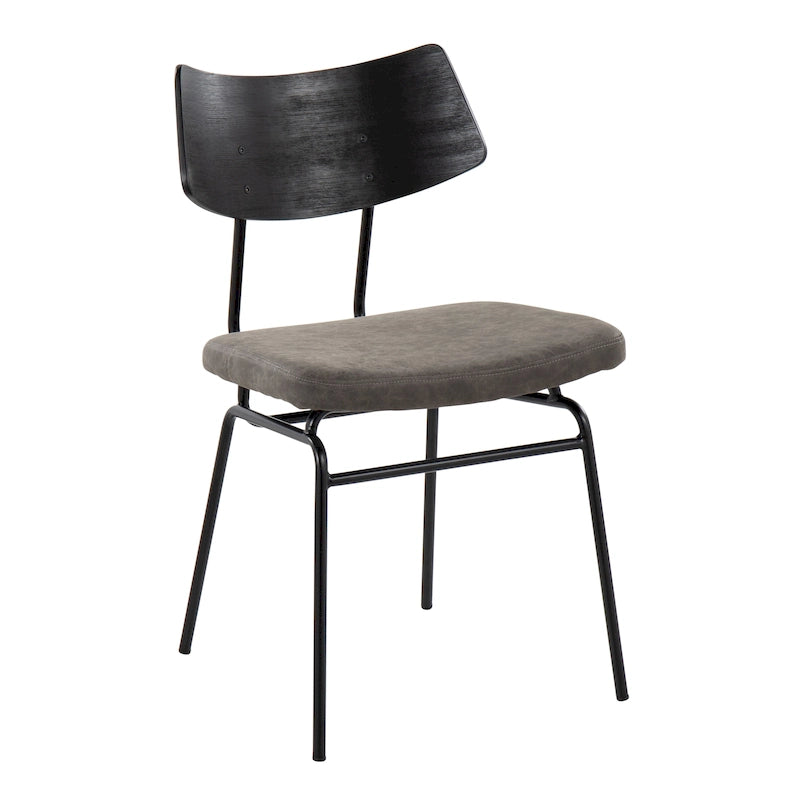 Mid-Century Modern Upholstered Dining Chair with Wood Backrest Metal Frame