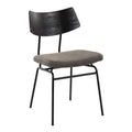 Mid-Century Modern Upholstered Dining Chair with Wood Backrest Metal Frame