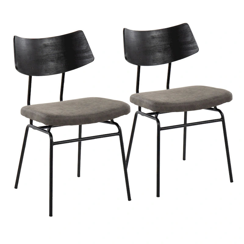 Mid-Century Modern Upholstered Dining Chair with Wood Backrest Metal Frame