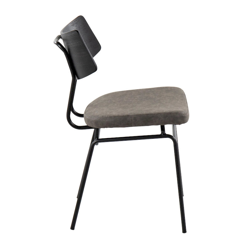 Mid-Century Modern Upholstered Dining Chair with Wood Backrest Metal Frame