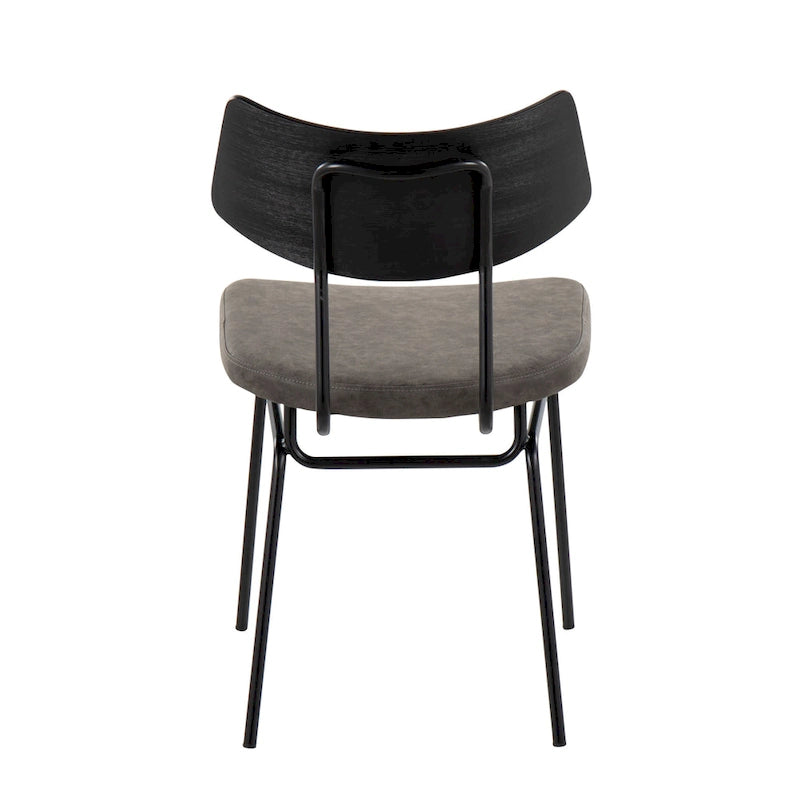 Mid-Century Modern Upholstered Dining Chair with Wood Backrest Metal Frame
