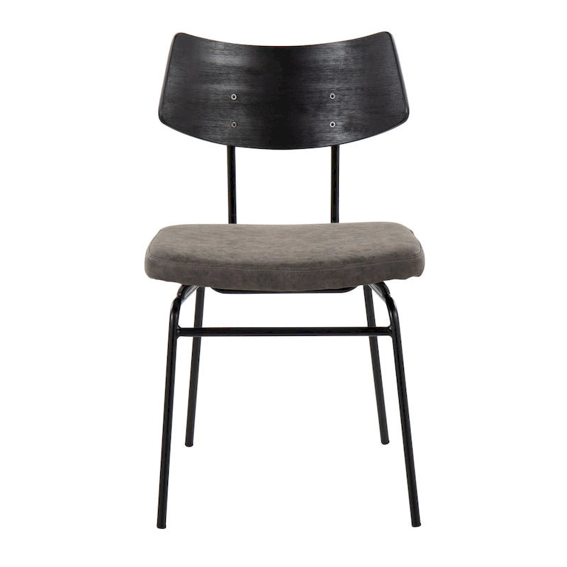 Mid-Century Modern Upholstered Dining Chair with Wood Backrest Metal Frame
