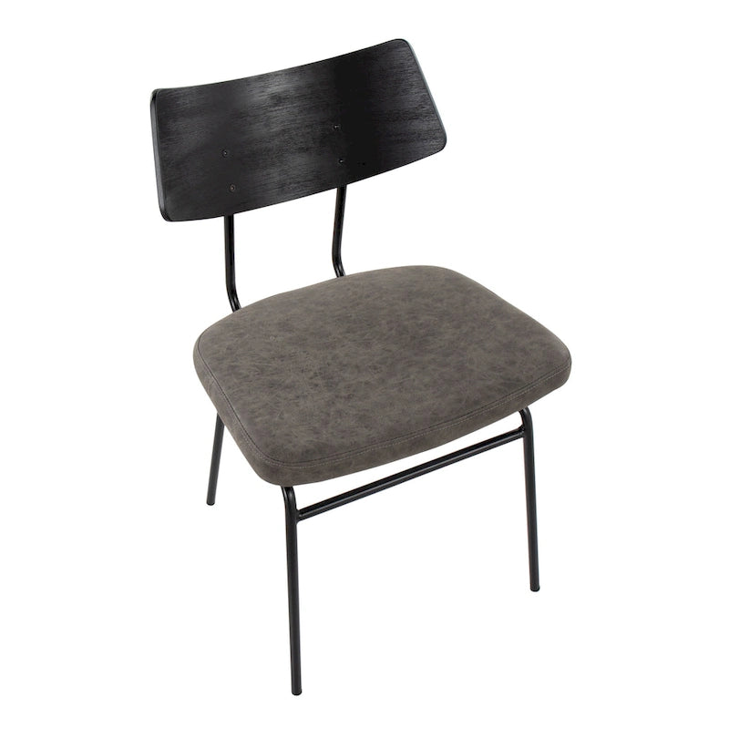 Mid-Century Modern Upholstered Dining Chair with Wood Backrest Metal Frame