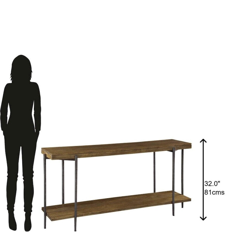 Rustic Brown Solid Mango Wood Console Table with Iron Frame
