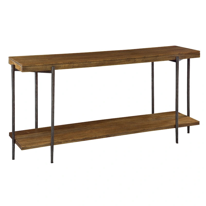 Rustic Brown Solid Mango Wood Console Table with Iron Frame