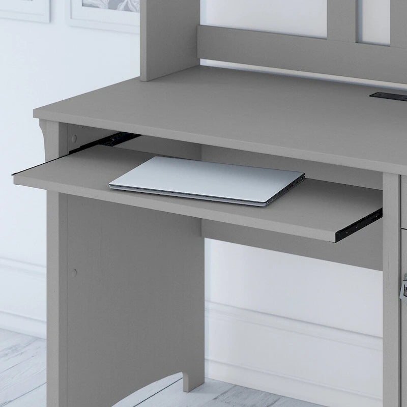 Light Grey Mission Style Computer Desk with Drawer and Cabinet