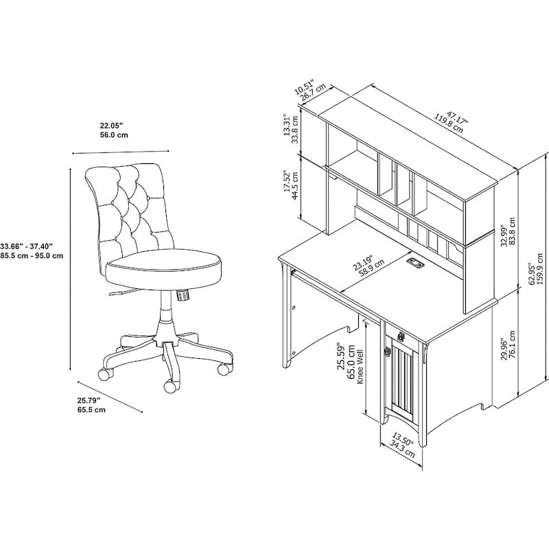 Light Grey Mission Style Computer Desk with Drawer and Cabinet