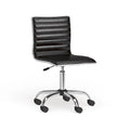 Modern Adjustable Armless Swivel Office Chair with Ribbed Bonded Leather