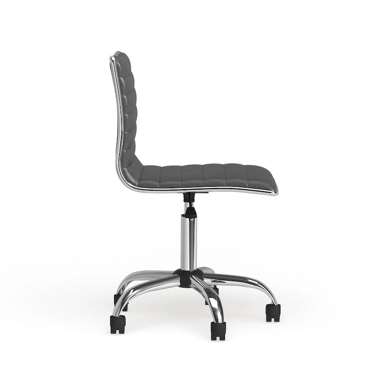 Modern Adjustable Armless Swivel Office Chair with Ribbed Bonded Leather