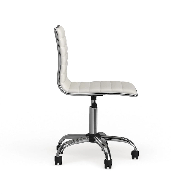 Modern Adjustable Armless Swivel Office Chair with Ribbed Bonded Leather