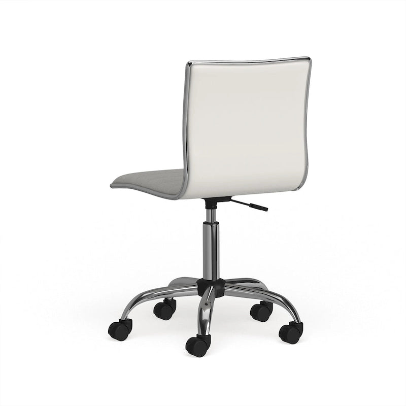 Modern Adjustable Armless Swivel Office Chair with Ribbed Bonded Leather