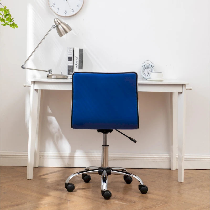 Modern Adjustable Armless Swivel Office Chair with Ribbed Bonded Leather