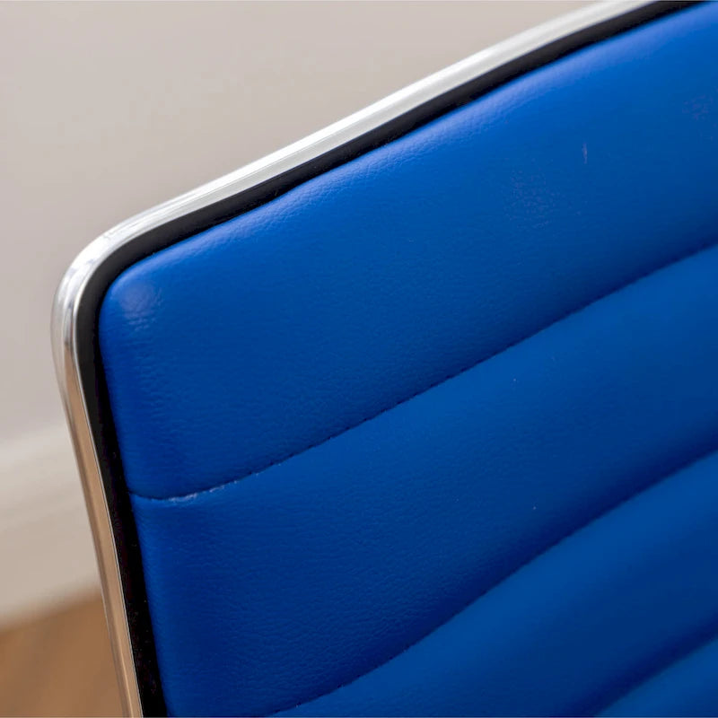 Modern Adjustable Armless Swivel Office Chair with Ribbed Bonded Leather