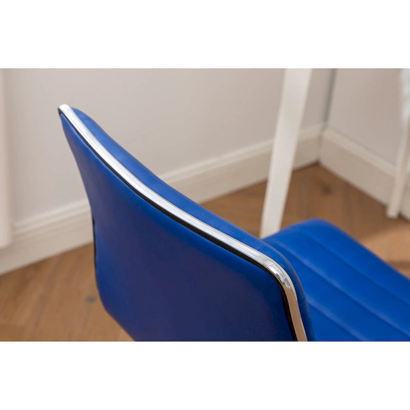 Modern Adjustable Armless Swivel Office Chair with Ribbed Bonded Leather