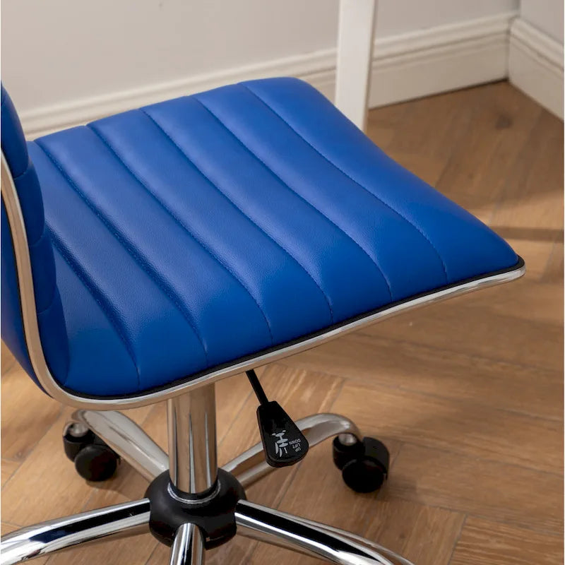 Modern Adjustable Armless Swivel Office Chair with Ribbed Bonded Leather