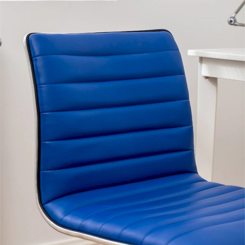 Modern Adjustable Armless Swivel Office Chair with Ribbed Bonded Leather