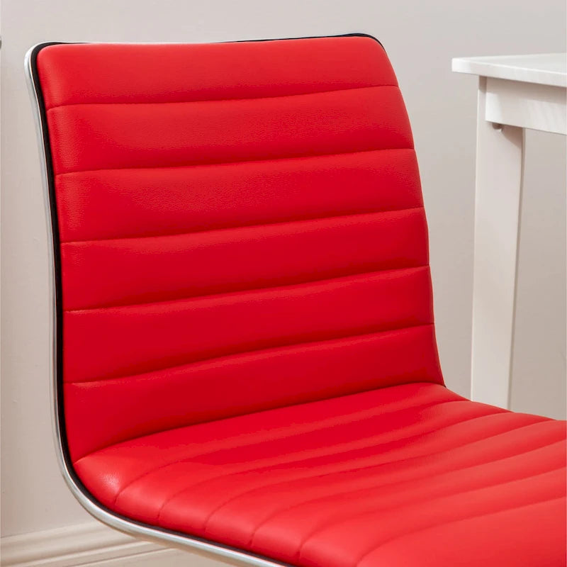 Modern Adjustable Armless Swivel Office Chair with Ribbed Bonded Leather