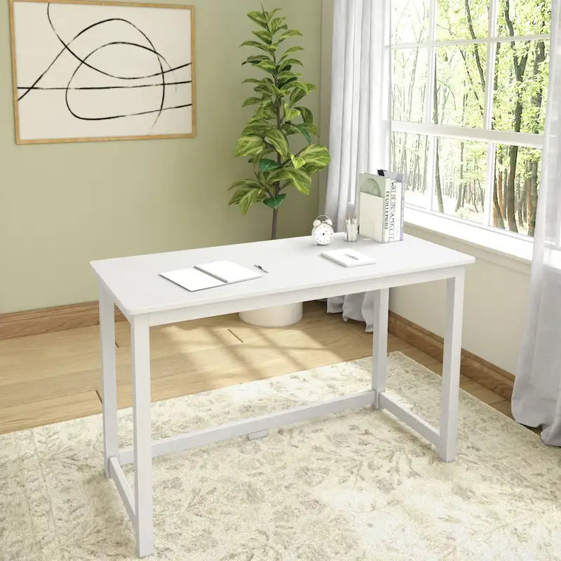 Modern Minimalist Writing Desk with Solid Wood Legs for Home