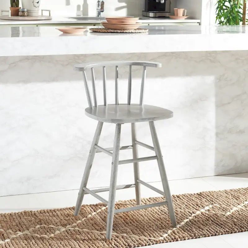 Farmhouse Spindle Back Counter Stool with Curved Arms and Footrest