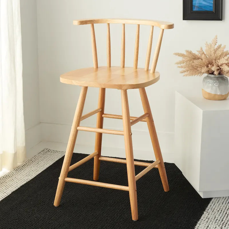 Farmhouse Spindle Back Counter Stool with Curved Arms and Footrest