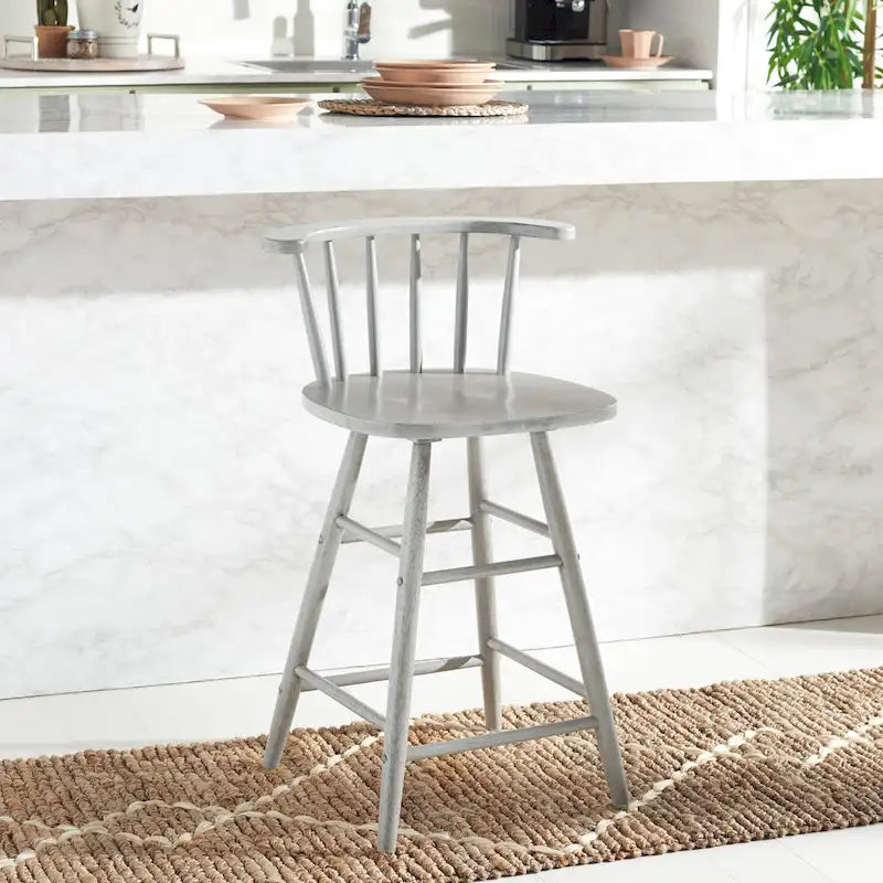 Farmhouse Spindle Back Counter Stool with Curved Arms and Footrest