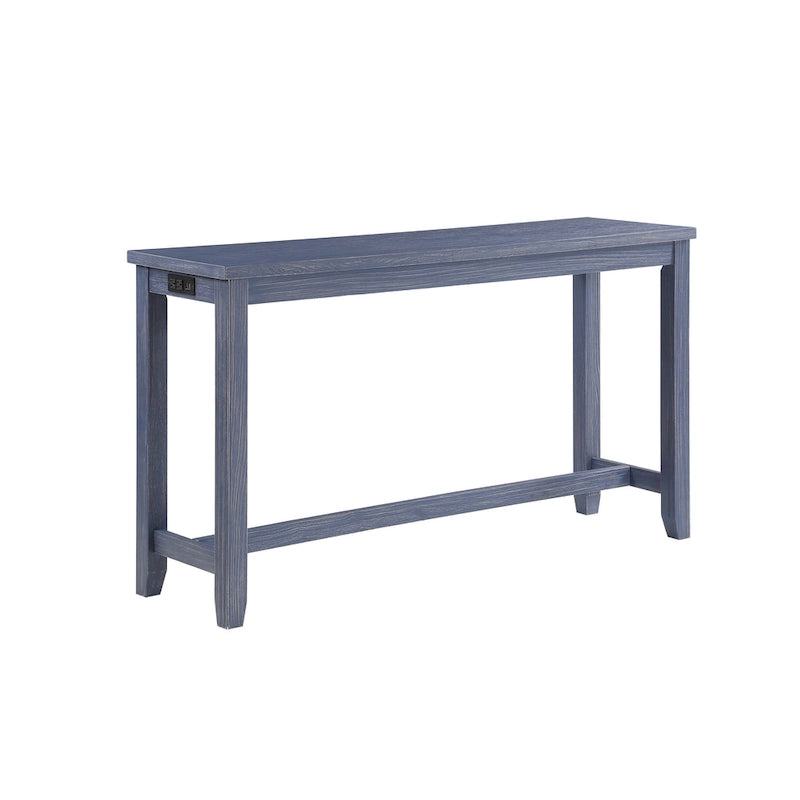 Mesa de jantar contemporânea retangular, de altura de balcão, com tomada elétrica integrada
