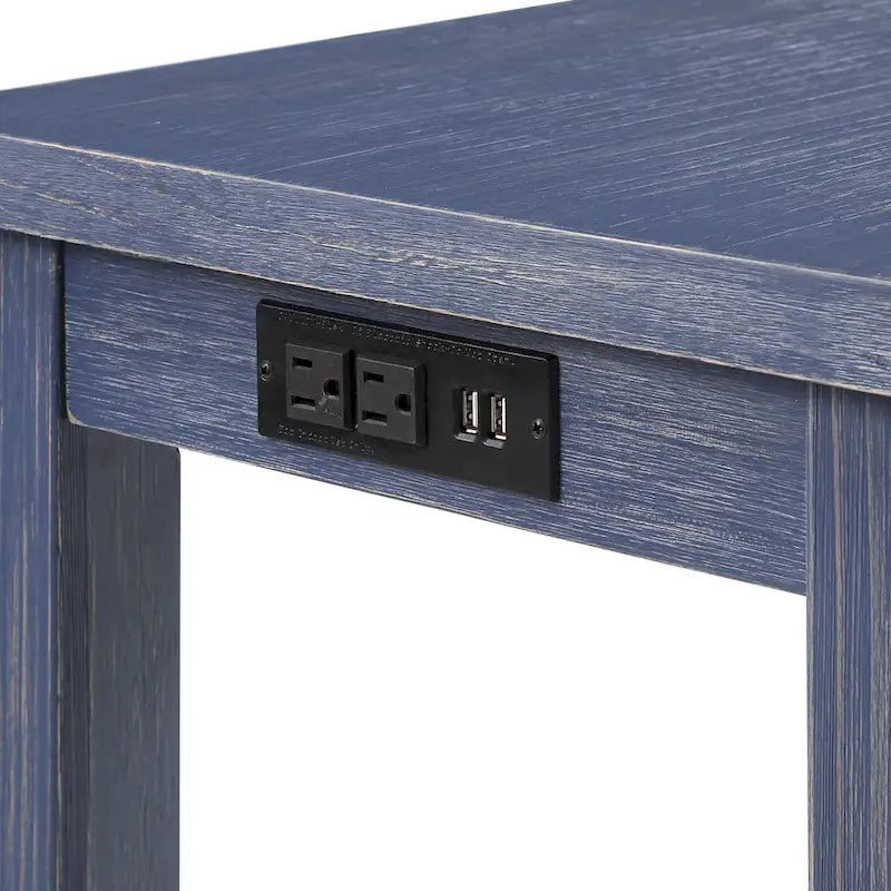 Mesa de jantar contemporânea retangular, de altura de balcão, com tomada elétrica integrada