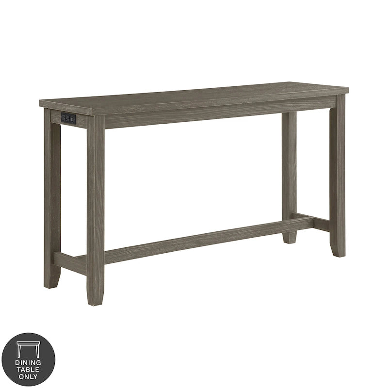 Mesa de jantar contemporânea retangular, de altura de balcão, com tomada elétrica integrada