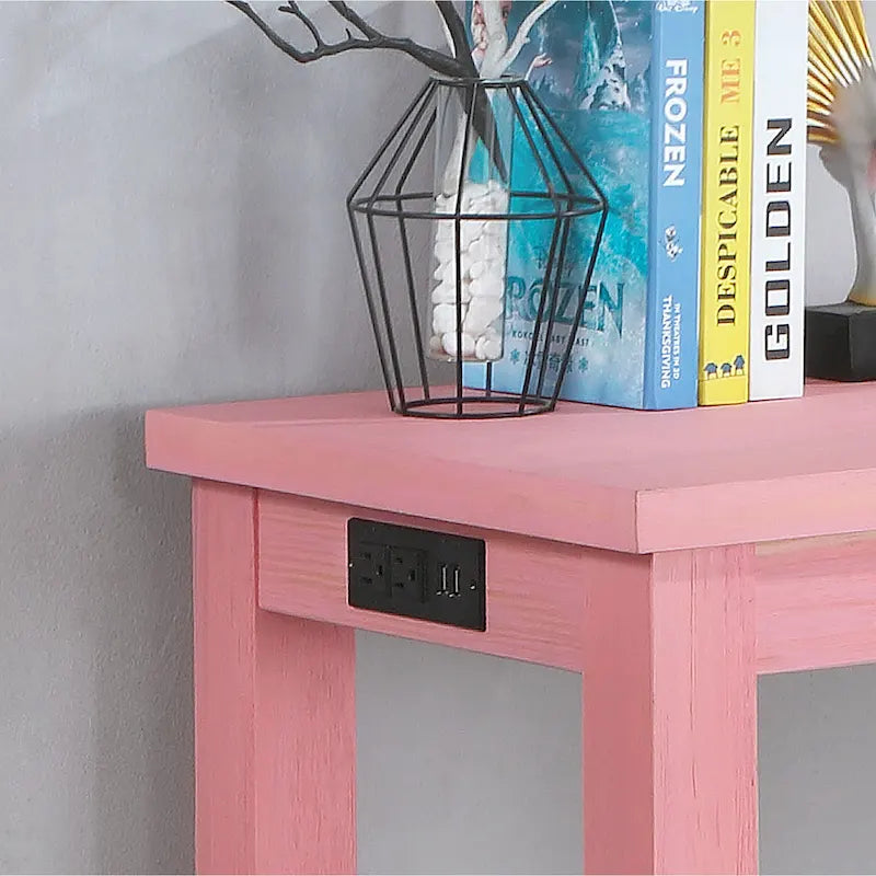Mesa de jantar contemporânea retangular, de altura de balcão, com tomada elétrica integrada