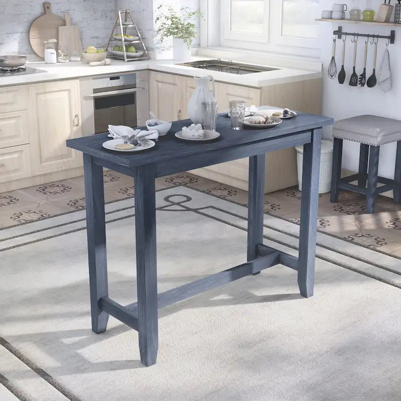 Mesa de jantar contemporânea retangular, de altura de balcão, com tomada elétrica integrada