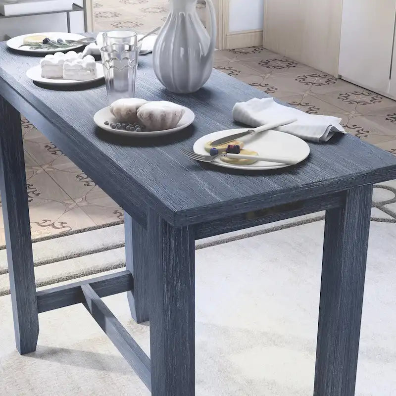 Mesa de jantar contemporânea retangular, de altura de balcão, com tomada elétrica integrada