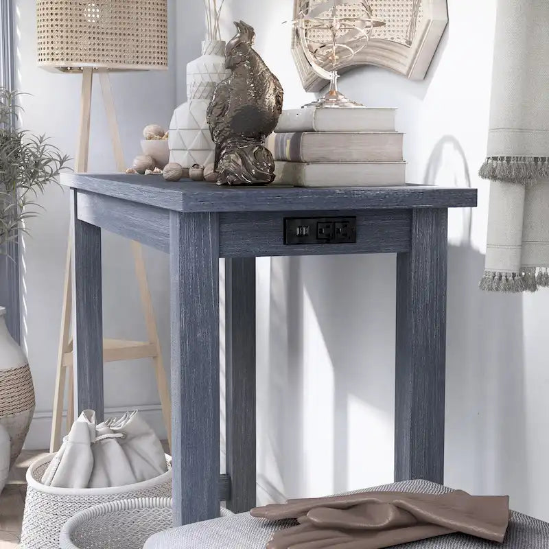 Mesa de jantar contemporânea retangular, de altura de balcão, com tomada elétrica integrada