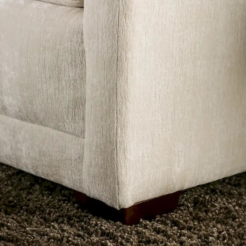 Beige Chenille Upholstered Transitional Sofa with Cushioned Seating and Pillows