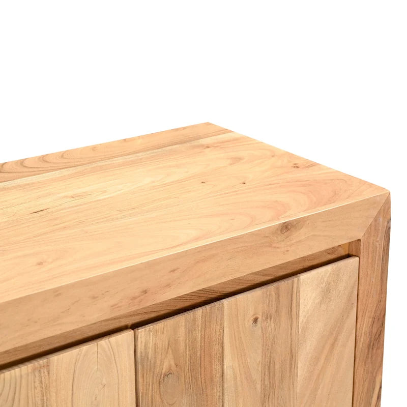 Credenza moderna in legno massello di acacia con quattro ante e vano contenitore