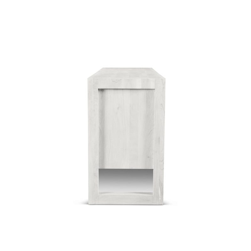 Credenza moderna in legno massello di acacia con quattro ante e vano contenitore