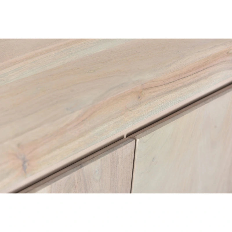 Credenza moderna in legno massello di acacia con quattro ante e vano contenitore