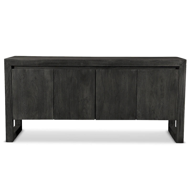 Credenza moderna in legno massello di acacia con quattro ante e vano contenitore