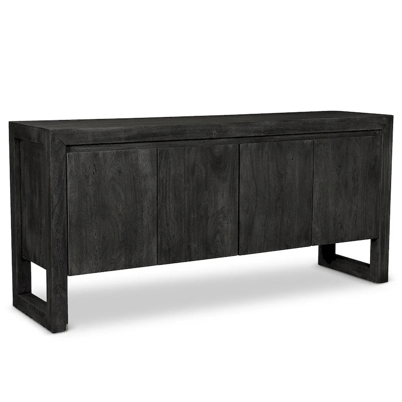 Credenza moderna in legno massello di acacia con quattro ante e vano contenitore