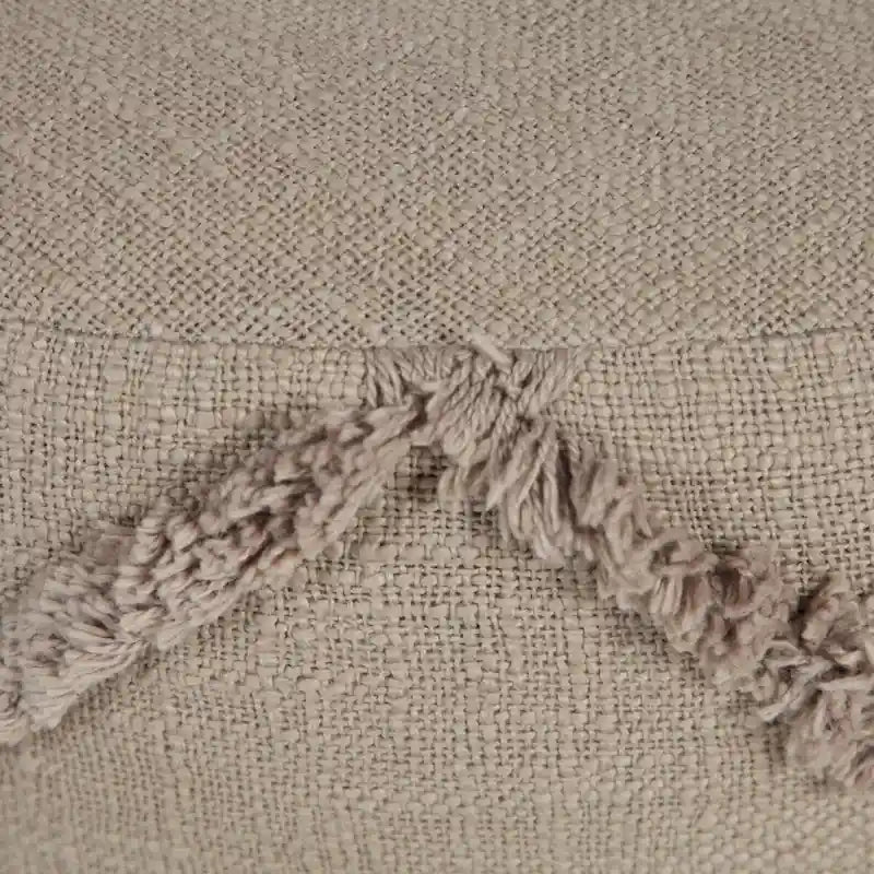 Pouf ottomano rotondo marrone da 18, con texture a rombi uniforme