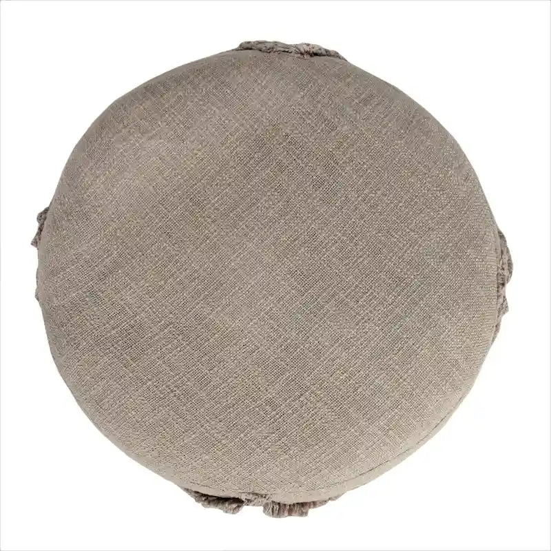 Pouf ottomano rotondo marrone da 18, con texture a rombi uniforme