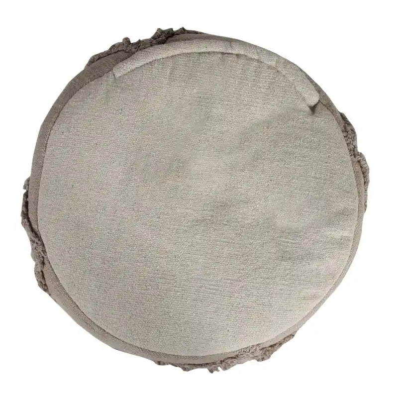 Pouf ottomano rotondo marrone da 18, con texture a rombi uniforme