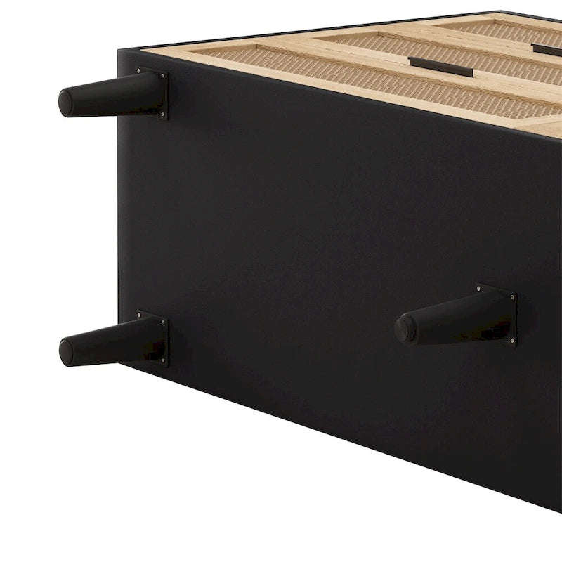 Modern Rattan Six Drawer Bedroom Dresser with Tapered Wooden Legs