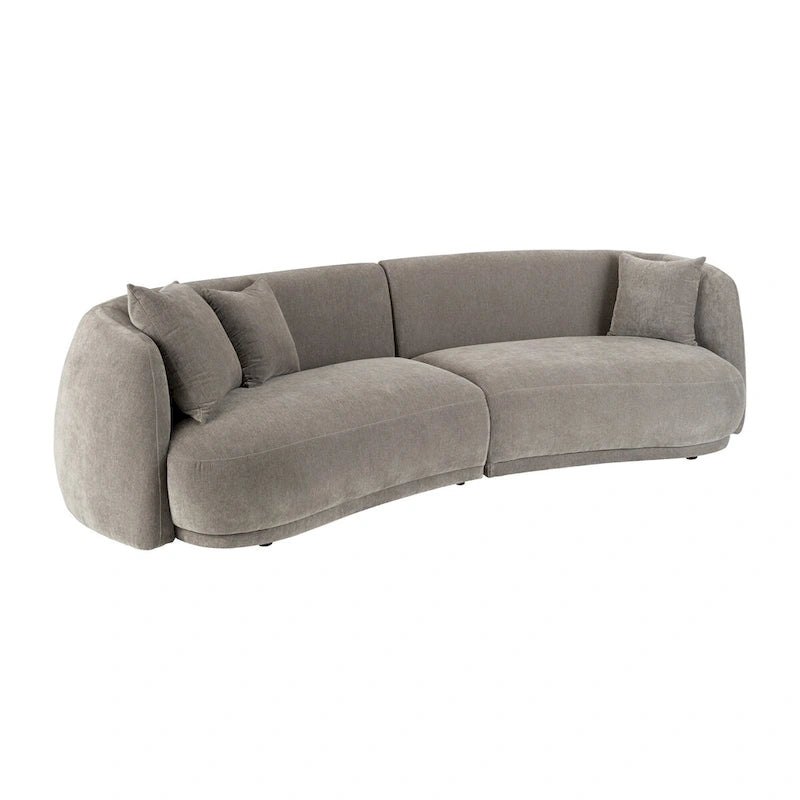 Contemporary Neutral Upholstered Four Seat Sofa with Curved Low Profile