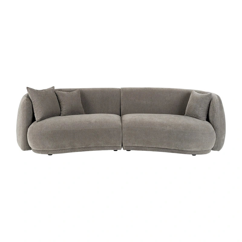 Contemporary Neutral Upholstered Four Seat Sofa with Curved Low Profile