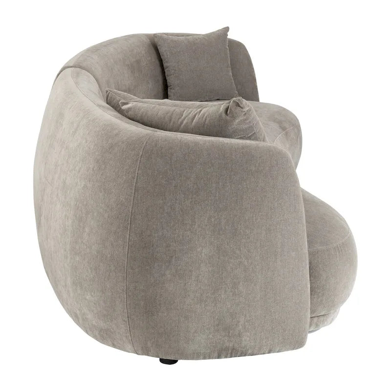 Contemporary Neutral Upholstered Four Seat Sofa with Curved Low Profile
