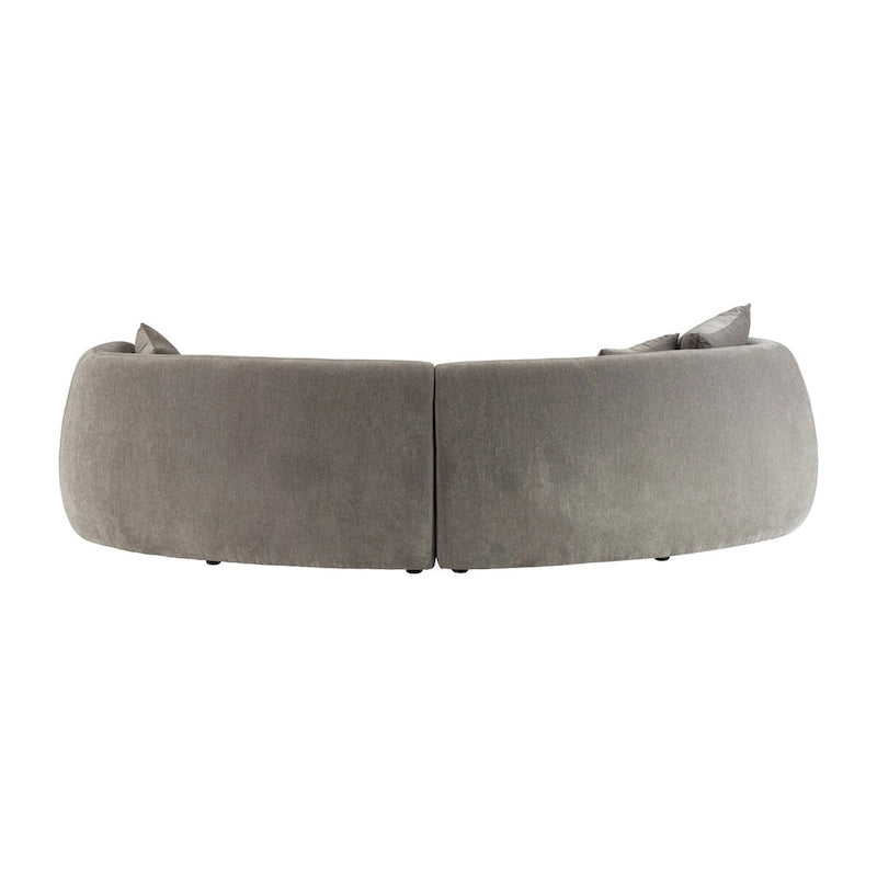 Contemporary Neutral Upholstered Four Seat Sofa with Curved Low Profile